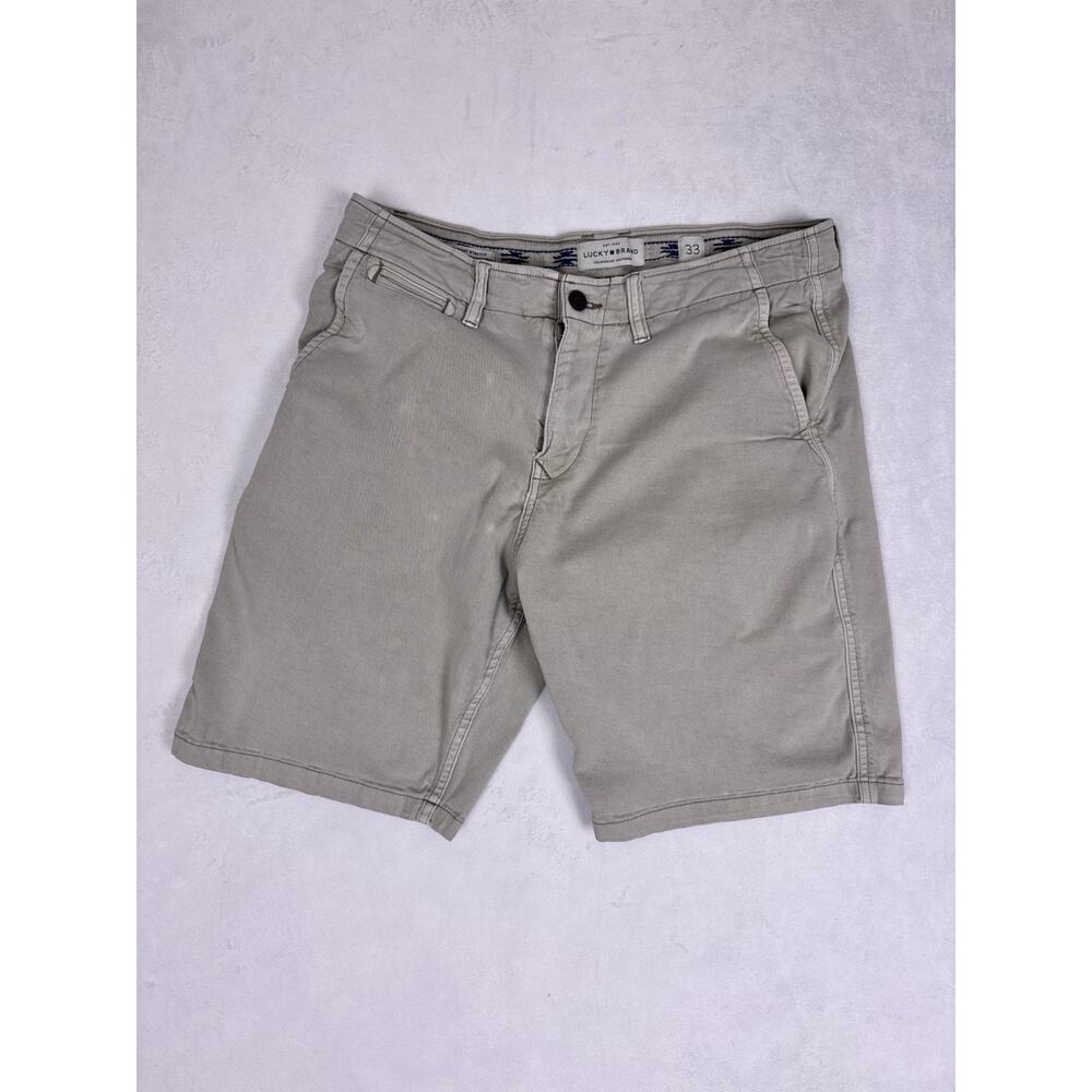 LUCKY BRAND Mens 33 Saturday Stretch Outdoor Casual Khaki Tan Golf Shorts